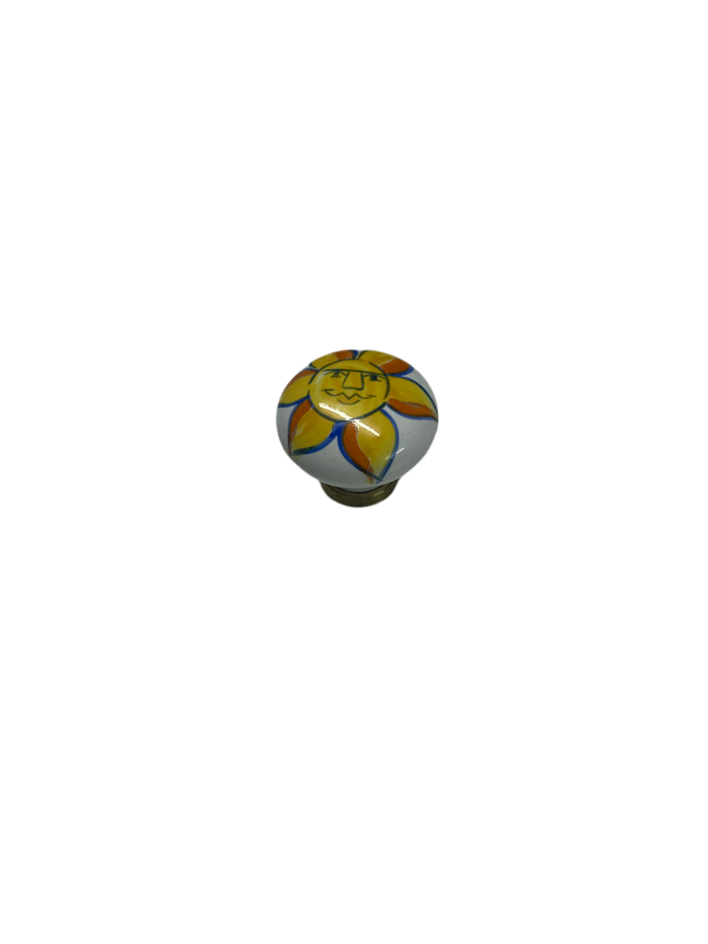 Pomello in ceramica decorato a mano - Fiore Giallo